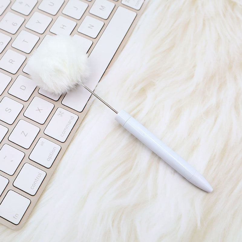 Wholesale New Style Fluffy Ball Beaded Pen Creative DIY Handmade Plastic Fluffy Ball Beaded Ballpoint Pen High Color Value Fluffy Pen Can be Wraped